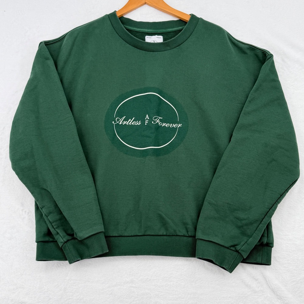 Artless Forever By Orlando Green Graphic Crewneck Sweatshirt Large 100% Cotton